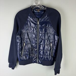 Tommy Bahama Women's Size XS Satin Bomber Jacket Navy Blue